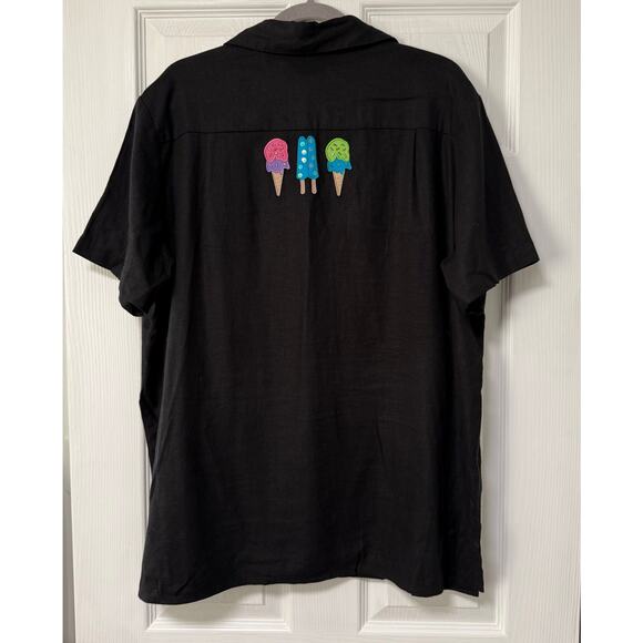 The Quacker Factory Linen Blend Embroidered Ice Cream Popsicles Top Size 1X - Picture 11 of 13